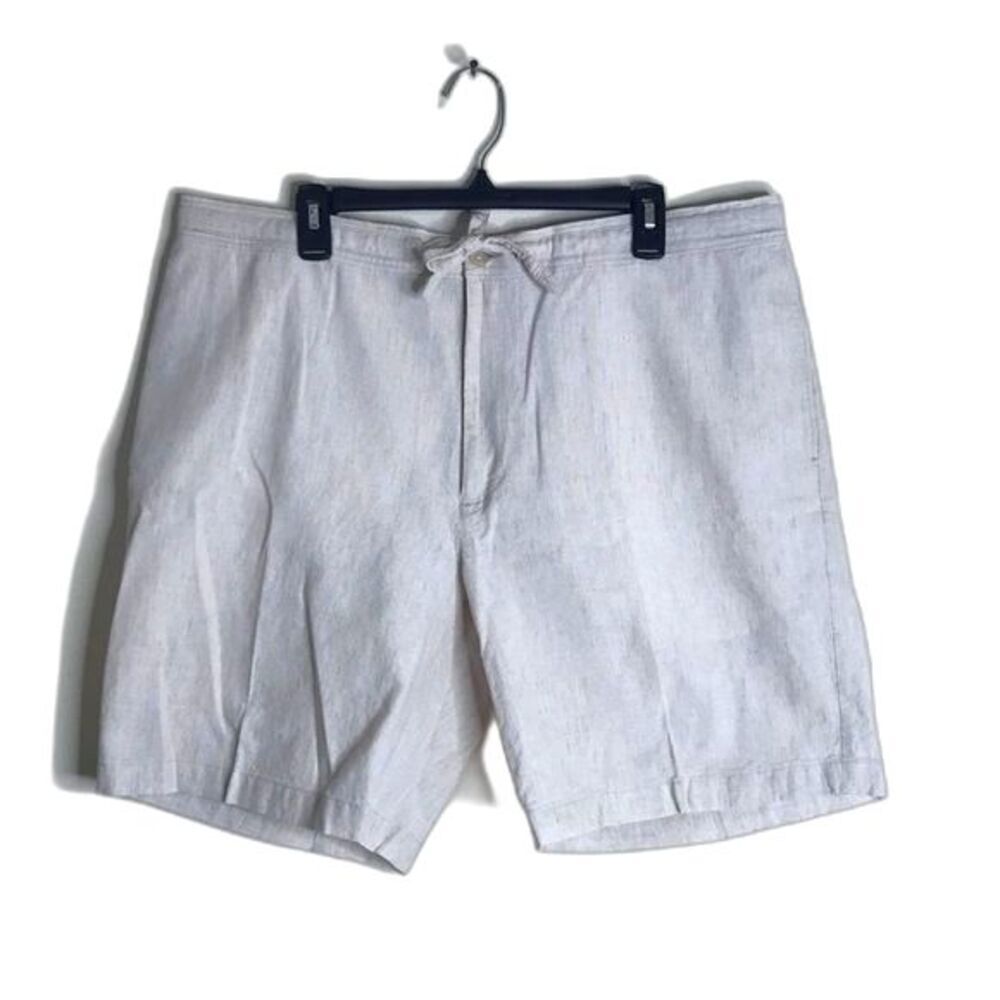 Cubavera Mens Lightweight Linen Pull On Shorts Drawstring Beige XL
